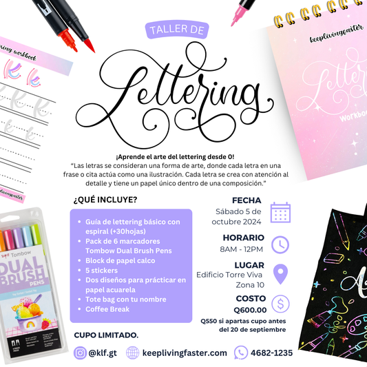 Taller presencial de Lettering básico con marcadores - 5 de  octubre 2024 KEEPLIVINGFASTER