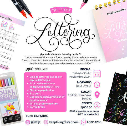 Taller presencial de Lettering básico con marcadores - 30 de  Noviembre 2024 KEEPLIVINGFASTER