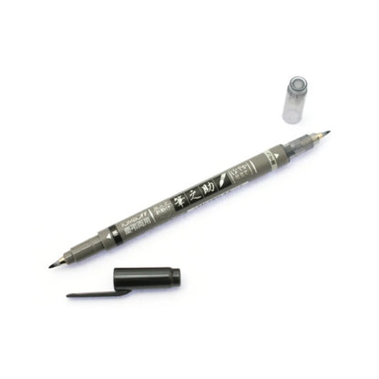 Tombow Fudenosuke - Rotulador de punta doble, color negro y gris