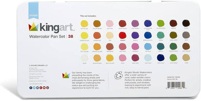KINGART Pintura de acuarela de colores únicos y estuche de lata de metal, juego de 36.