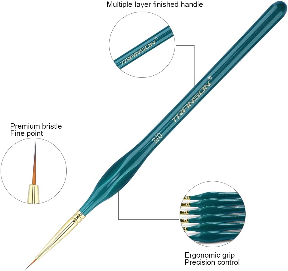 Transon Juego de pinceles de pintura fina para detalle, 6 piezas, para modelo, arte en miniatura, arte y pintura verde KEEPLIVINGFASTER