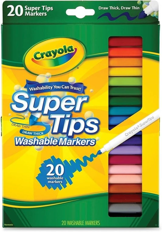 Crayola Marcadores lavables Super Tips, surtidos, 20 unidades