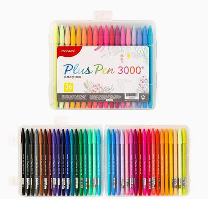 MONAMI Plus Pen 3000 bolígrafos de punta de fieltro, punta fina (0.016 in), para colorear, dibujar/diario, colores surtidos, paquete de 36 KEEPLIVINGFASTER