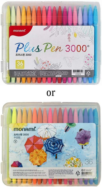 MONAMI Plus Pen 3000 bolígrafos de punta de fieltro, punta fina (0.016 in), para colorear, dibujar/diario, colores surtidos, paquete de 36 KEEPLIVINGFASTER