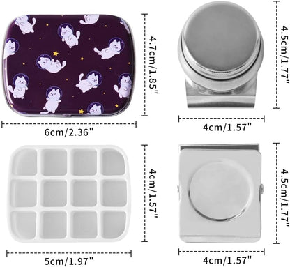 Mini caja de lata portátil de 12 pozos vacía paleta de acuarela bandeja de mezcla es un pequeño kit de viaje de almacenamiento con clip magnético y olla de aceite, por lo que es perfecto para bocetos al aire libre y pintura de bricolaje.
