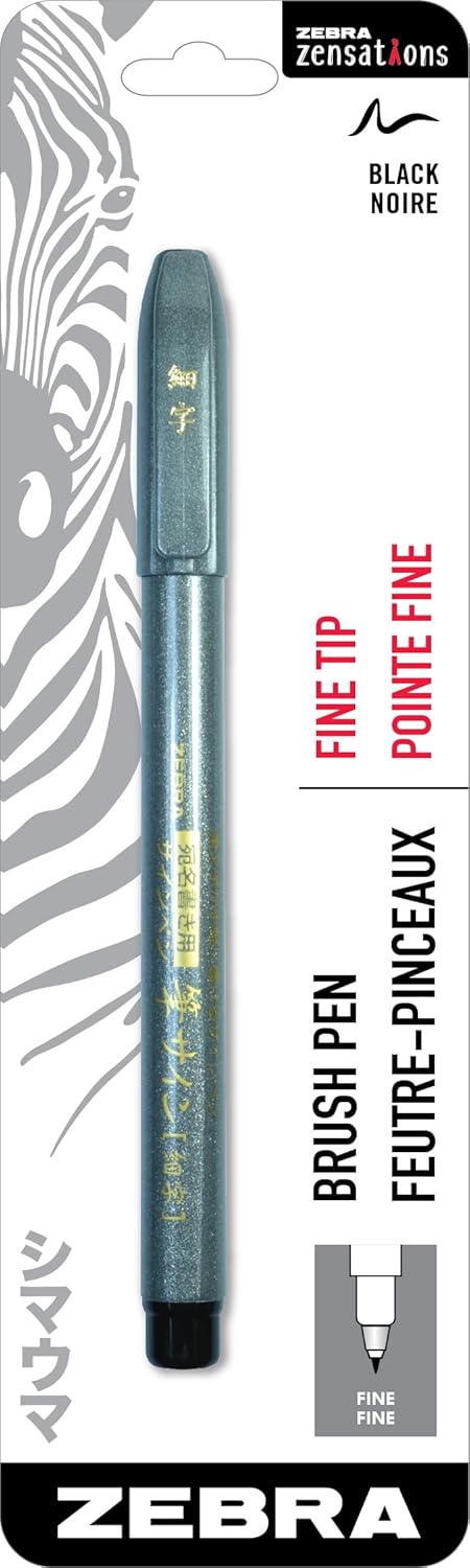 Zebra Pen Zensations - Bolígrafo de pincel, punta de pincel, tinta negra resistente al agua, paquete de 1 KEEPLIVINGFASTER