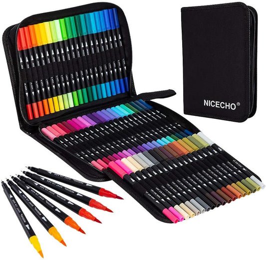 Marcadores de doble pincel, 60 marcadores para colorear para artista, marcadores finos