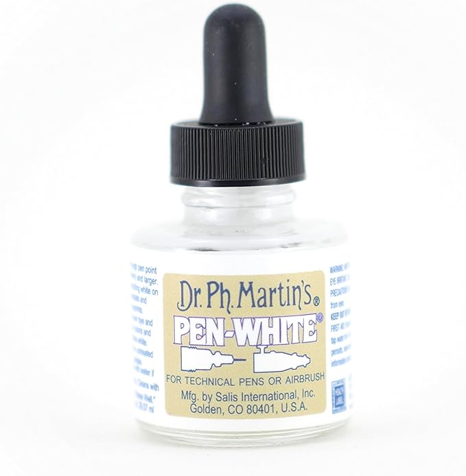 Dr. Ph. Martin's Pen-White - Botella de tinta blanca, 1 onza líquida