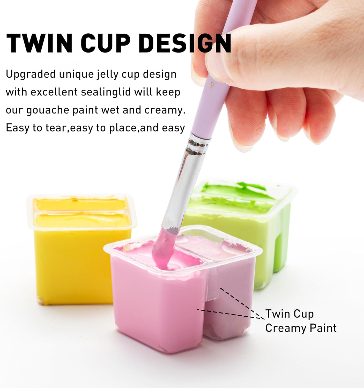 HIMI Juego de pintura Twin Cup Jelly Gouache, 48 colores de 0.42 oz, diseño de taza de gelatina, pintura no tóxica para lienzo y papel, suministros de arte para profesionales (Peach Fuzz) KEEPLIVINGFASTER