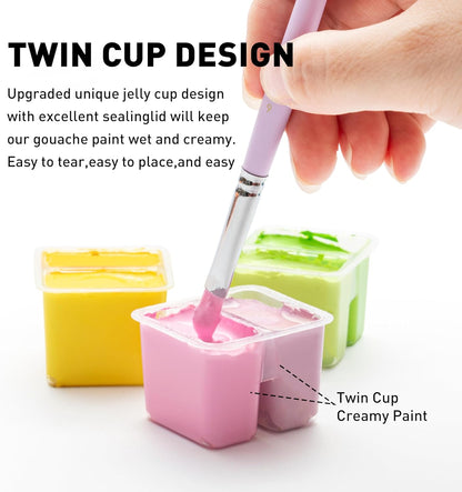 HIMI Juego de pintura Twin Cup Jelly Gouache, 48 colores de 0.42 oz, diseño de taza de gelatina, pintura no tóxica para lienzo y papel, suministros de arte para profesionales (Peach Fuzz) KEEPLIVINGFASTER