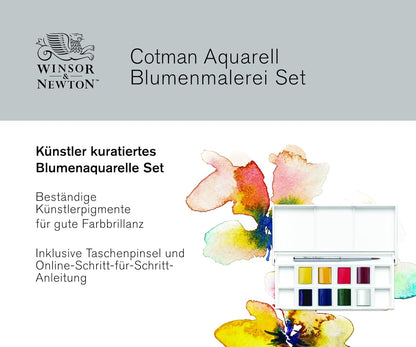 Winsor & Newton - Cotman - Juego de acuarelas, 8 medias pastillas florales