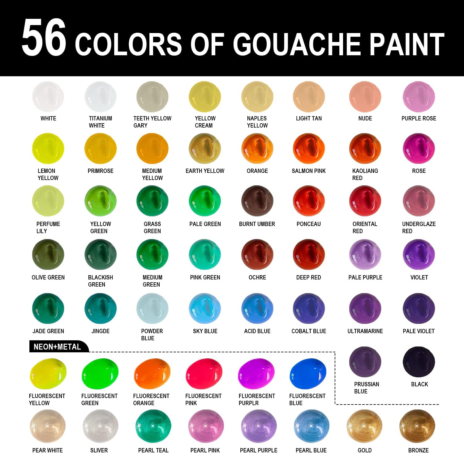 HIMI Juego de pintura Gouache, 56 colores x 1.06 oz (30 g), diseño único de taza de gelatina en un estuche de transporte, perfecto para artistas, suministros de arte opacos de gouache KEEPLIVINGFASTER