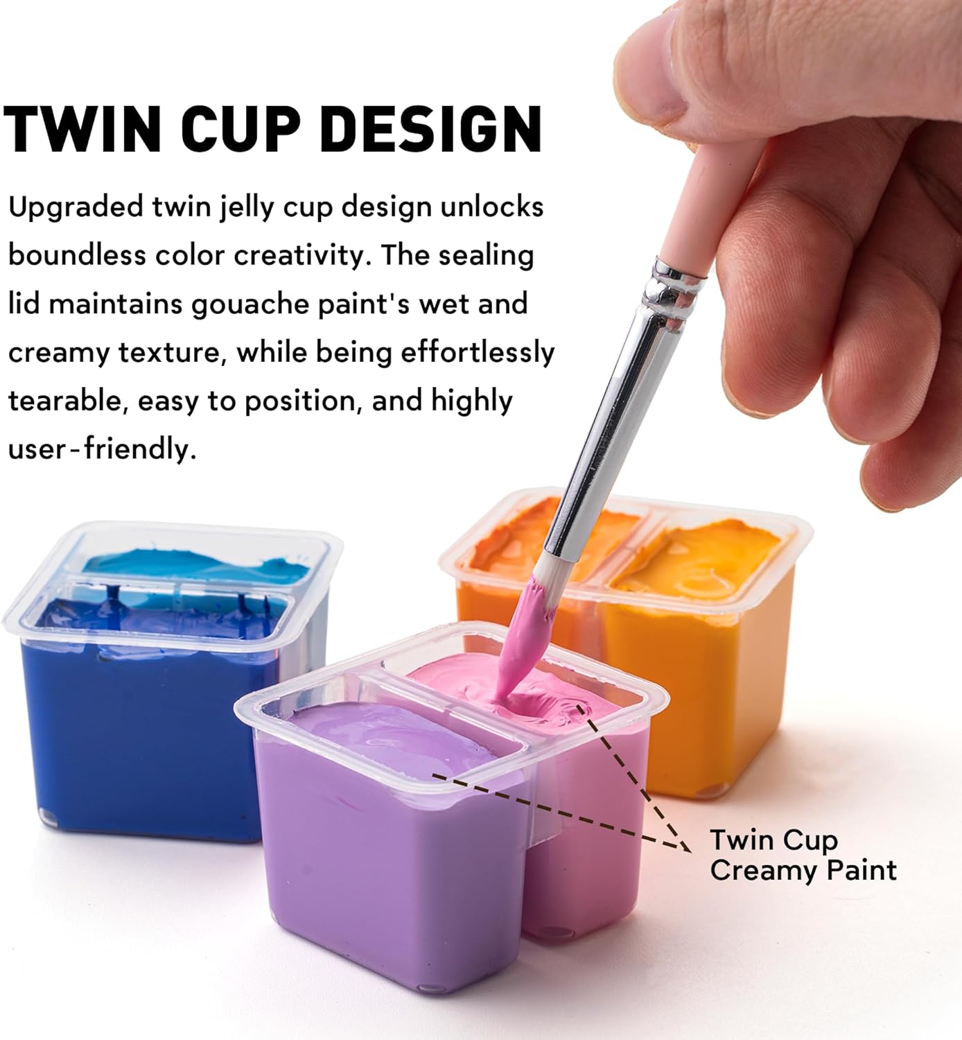 HIMI Juego de pintura Twin Cup Jelly Gouache, 48 colores de 0.42 oz, diseño de taza de gelatina, pintura no tóxica para lienzo y papel, suministros de arte para profesionales (caja verde)