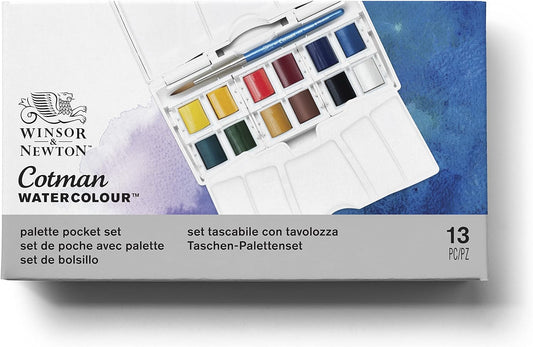 Winsor & Newton 390373 - Cotman Pocket Plus - Juego de 12 medias pastillas de acuarela Winsor & Newton