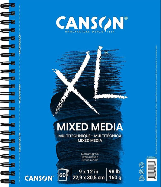 Canson XL Series - Papel de medios mixtos, 98 libras, 9 x 12 pulgadas, 60 hojas,