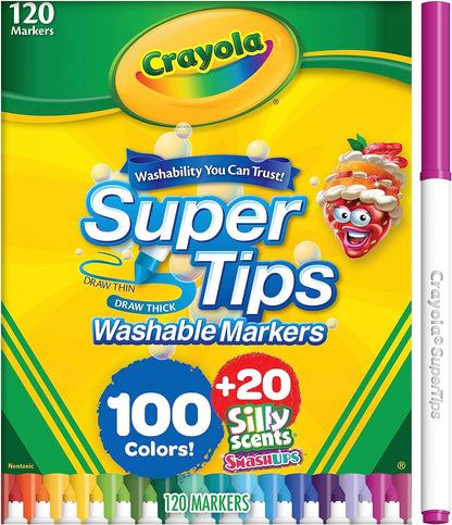 Crayola Supertips con fragancias divertidas, marcadores lavables para la escuela.