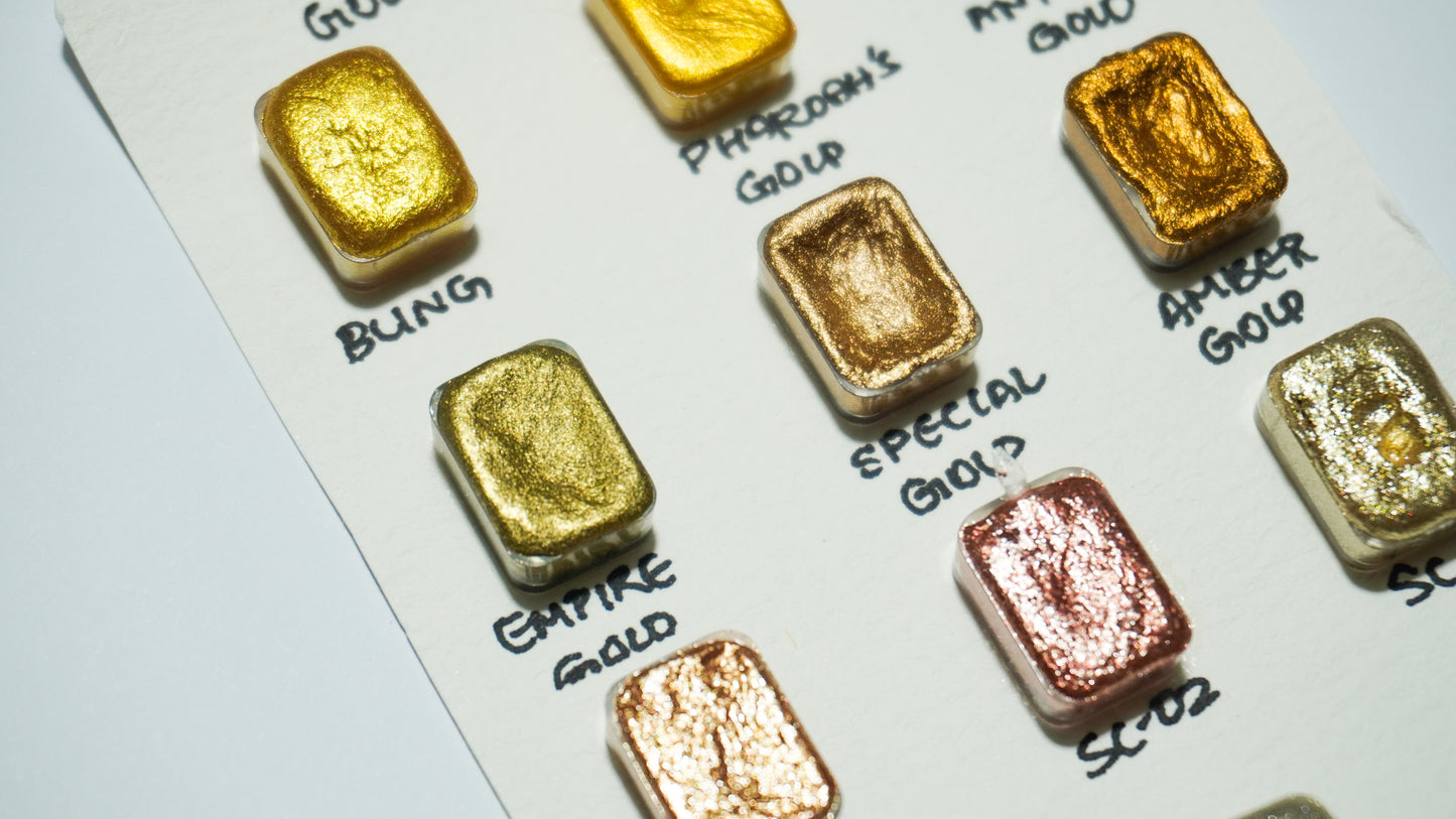 Acuarelas Artesanales:  Gold and Shimmers Set Mini Pans- Chroma Watercolors KEEPLIVINGFASTER