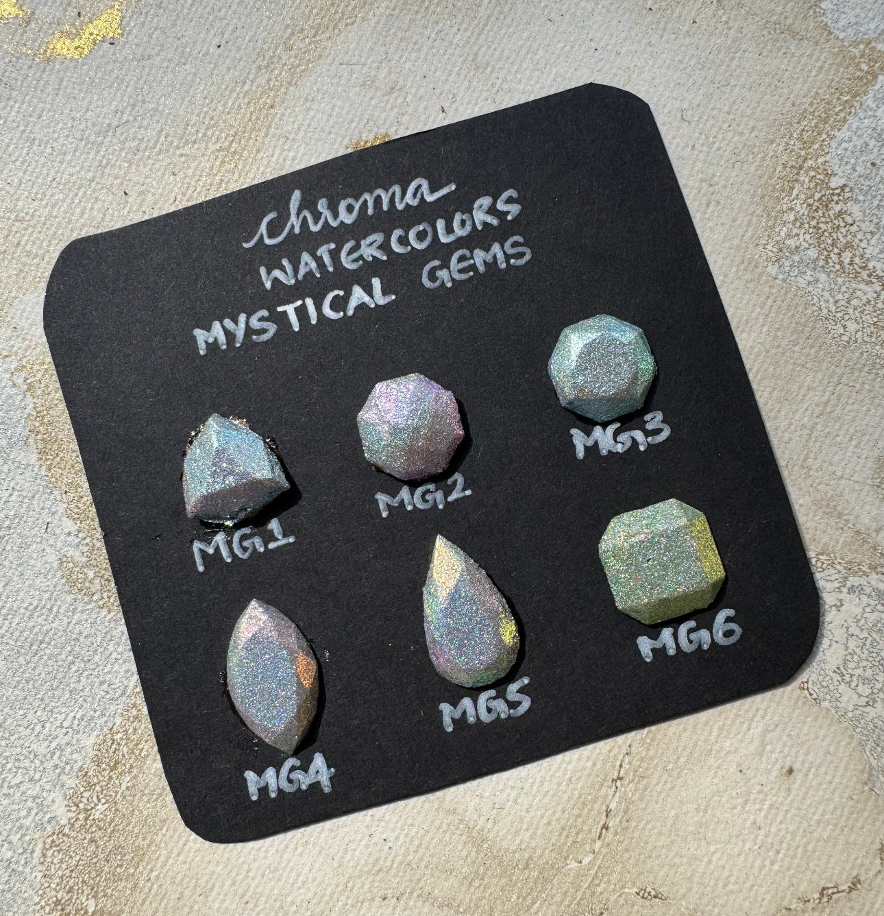 Cartilla de acuarelas artesanales, Set: "Mystical Gems" Chroma Watercolors