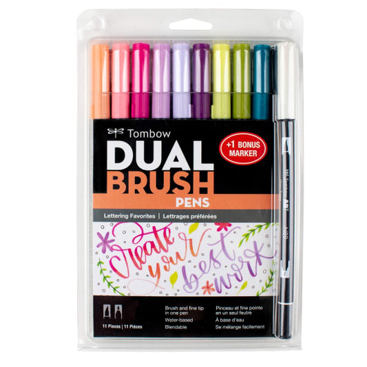 Dual Brush Pen Art Markers, Lettering Favorites, 10-Pack + Free Dual Brush Pen N89