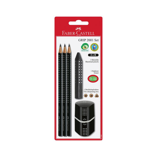 SET FABER CASTELL GRIP LAPIZ+BORRADOR+SACAPUNTA