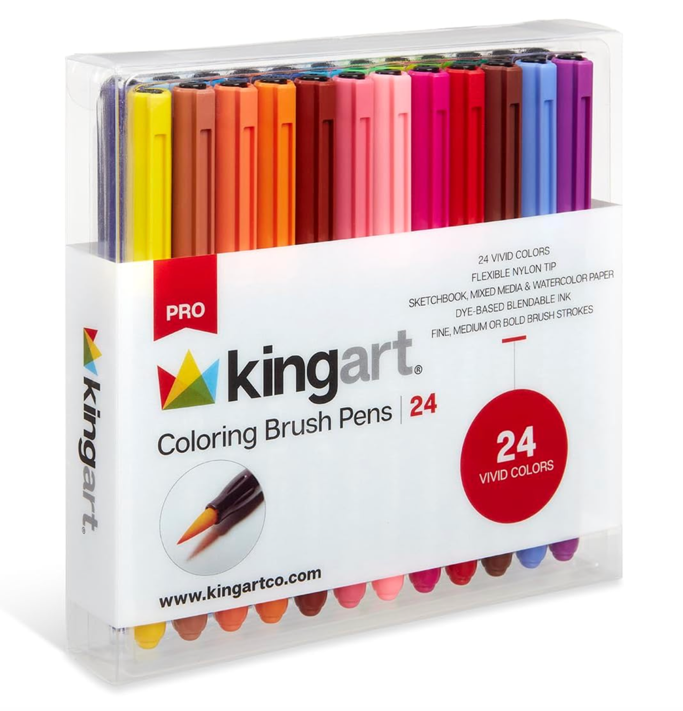 KINGART Tinta a base de agua, juego de 24 bolígrafos de pincel de colores únicos y vivos, surtido de 24 pieza KEEPLIVINGFASTER