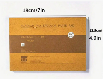 Baohong - ACADEMY  Bloque de acuarela de grado academico, 100% algodón, sin ácidos, 140 libras/300 GSM, textura de prensa en frío, 20 hojas por bloque (prensa en frío) A5