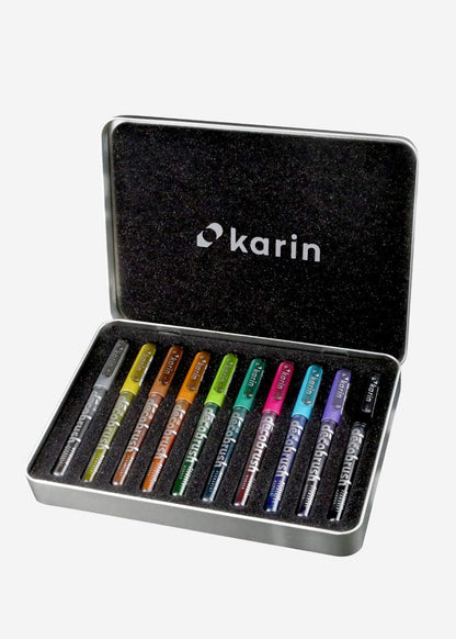 KARIN MARKERS - Deco Brush Metallic 10 pcs. Set (caja de metal)