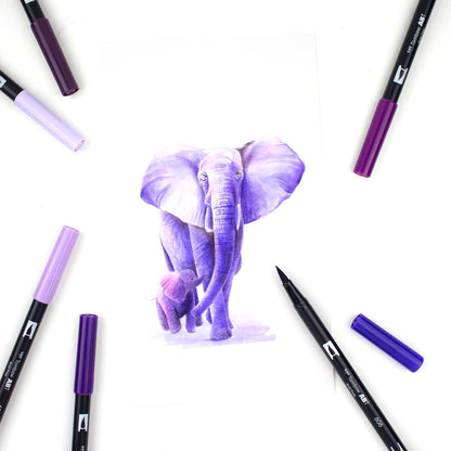 Dual Brush Pen Art Markers, Purple Blendables, 6-Pack