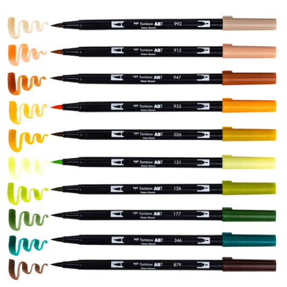 Tombow Dual Brush Pen Art Markers 10-Pack, Seventies