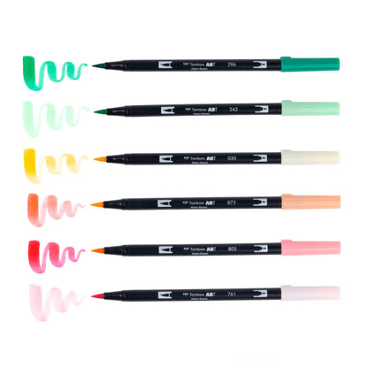 Tombow Dual Brush Pen Art Markers, Just Peachy, 6-Pack