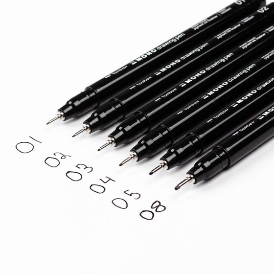 Tombow Mono Drawing Pen, 6-Pack Black