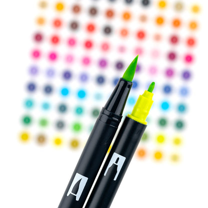 Dual Brush Pen Art Markers, Bright, 10-Pack + Free Fudenosuke Brush Pen