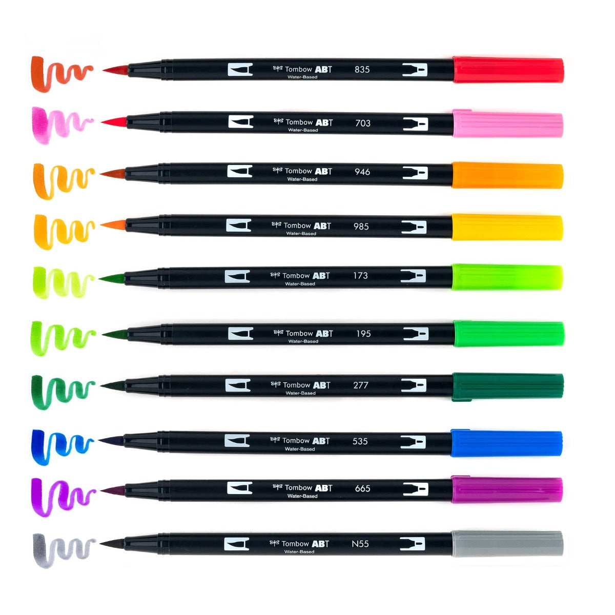 Dual Brush Pen Art Markers, Watercolor Favorites, 10-Pack + Free Fudenosuke Brush Pen